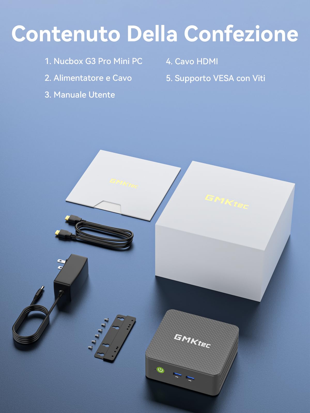 GMKtec G3 Pro Mini PC, 3 anni di supporto, con Intel i3-10110U (fino a 4,1 GHz, superiore al 4300U/3250U), Mini Computer con 16 GB DDR4 RAM, 512 GB SSD, 3× USB 3.2, WiFi 6 BT 5.2, 2× HDMI, 1× 2.5G LAN
