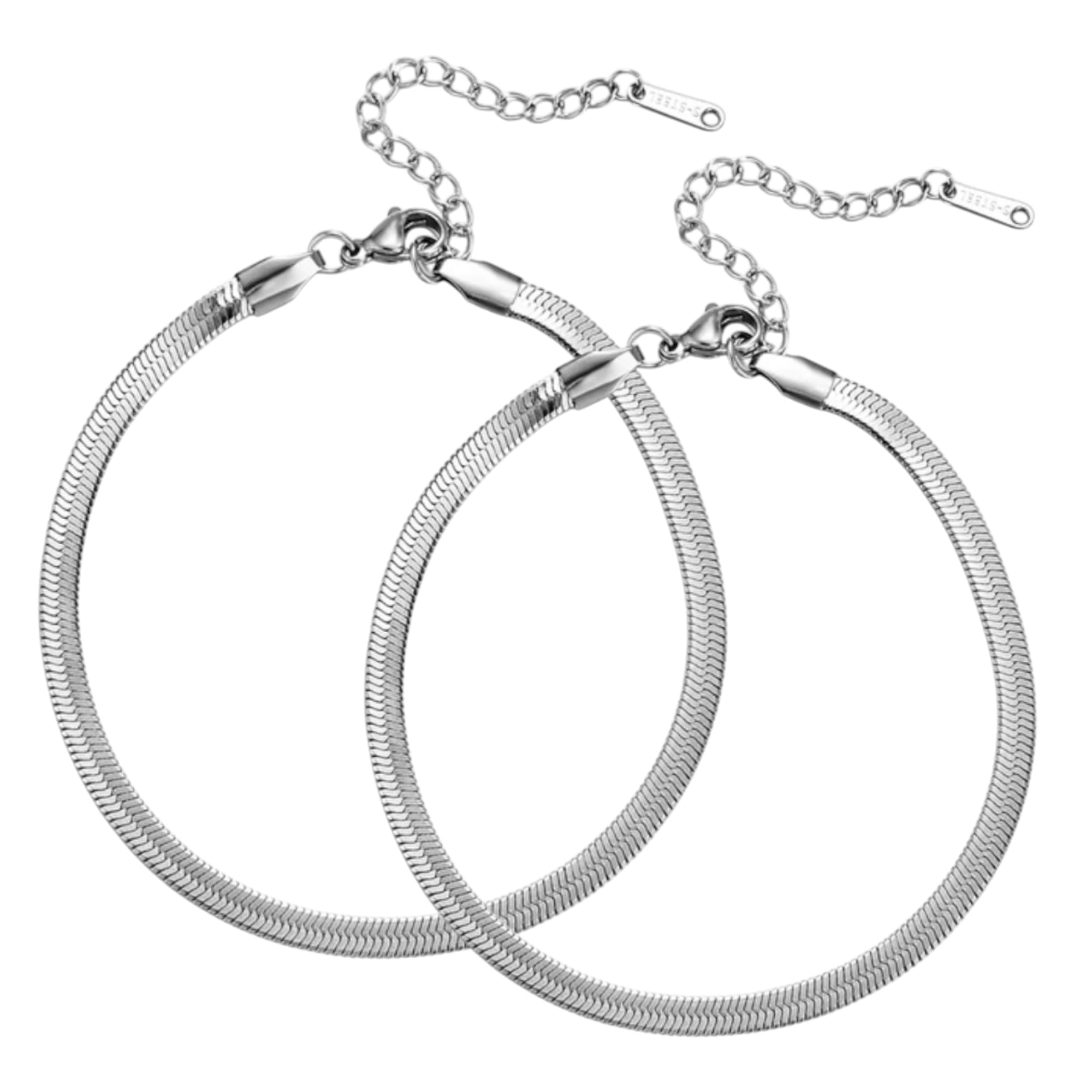 Stainless Steel Anti-Tarnish Waterproof Snake Chain Anklet for Girls & Women | Gifts for Women & Girls (Quantity - 2)