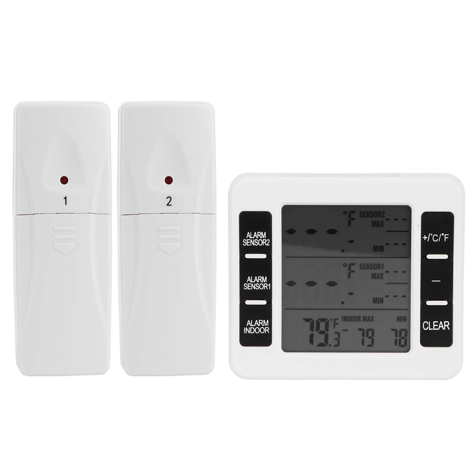 Termometro per Frigorifero Termometro Digitale per Frigorifero Senza Fili Impermeabile Ampio Display LCD Funzione di Registrazione Max/min, Bianco(One for otwo)