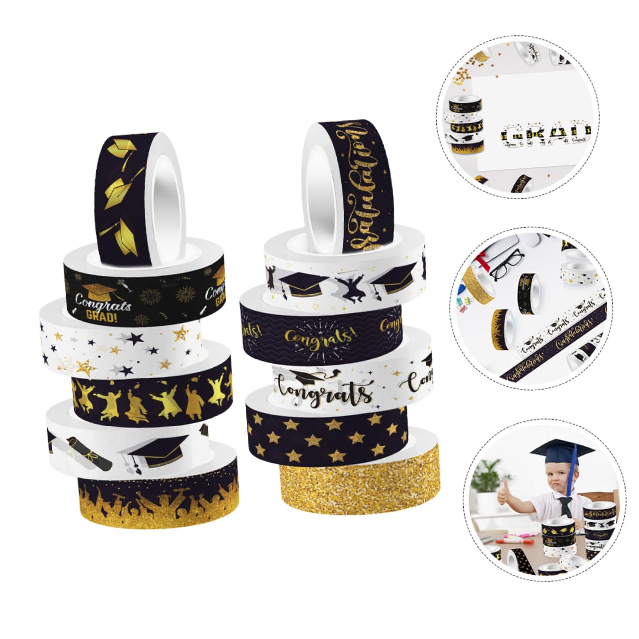 Operitacx 48rollen Dekorative Washi Tapes Für Abschlussfeiern Scrapbooking Bastelbedarf Klebeband Für Journale Und Kreative Projekte Klare Farben Und Muster Leicht Ablösbar