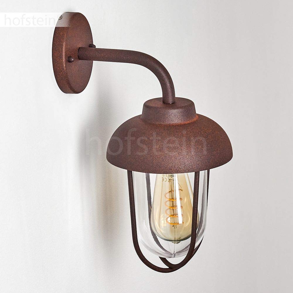 Applique d'extérieur Poznan en métal effet rouille et verre, applique murale rétro idéale pour une entrée vintage, lanterne pour 1 ampoule E27, ampoule(s) non incluse(s)