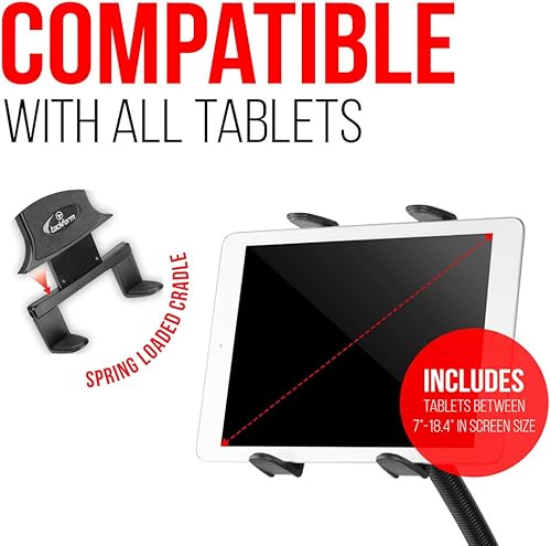 Miniatura 3 de Tackform Soporte para tablet para coche y camión montaje ELD Soporte industrial de aluminio de 22 pulgadas con cuello de cisne para taxi, furgoneta,