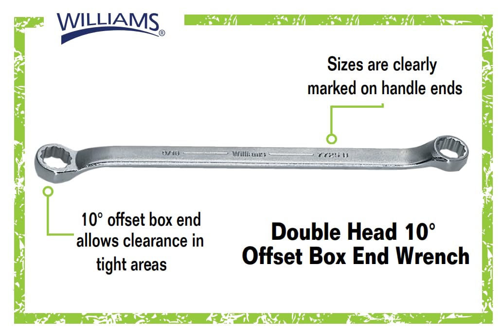 15/16x1" Williams Satin Chrome Double Head 10 Degree Offset Box End Wrench 12 Pt Jhw7033c  91328.1676501221.1280.1280 - View #10