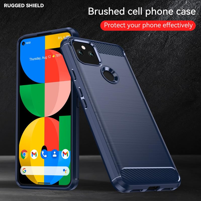 Image of Hybrid Carbon Fiber Back Case for Google Pixel 5 (Blue)