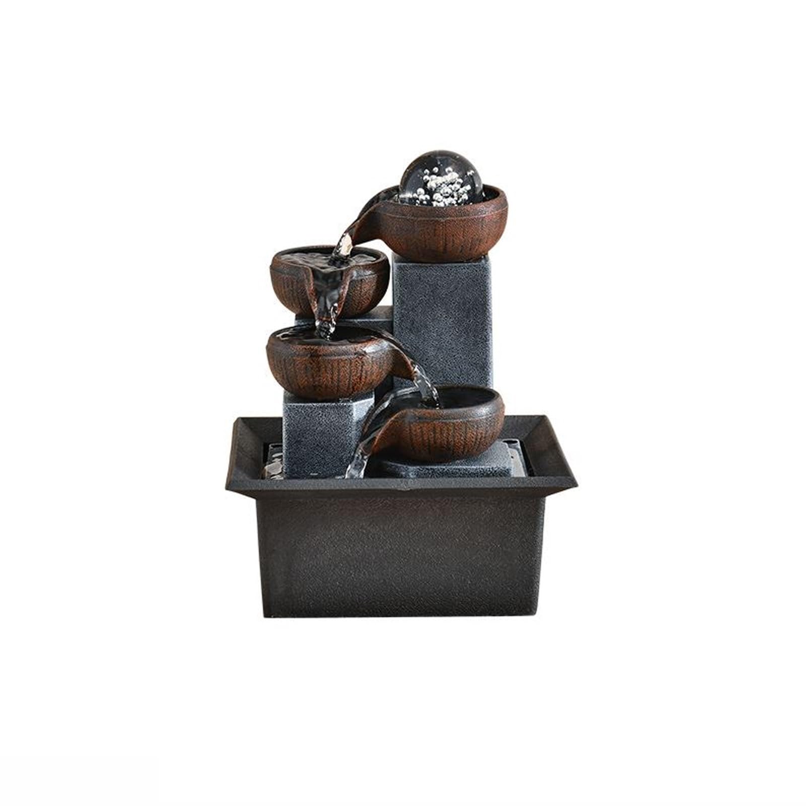 Fuente de Cascada, pequeña Fuente de Agua Corriente, decoración de Escritorio para Sala de Estar, decoración de Oficina, Fuente de Escritorio de Resina, decoración para el hogar y