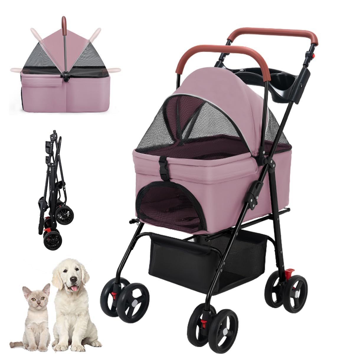 ペットカート 4輪360°回転 折りたたみ 耐荷重15kg ピンク色 Amazon.co.jp: ペットカート 分離型 猫 犬用 バギー いぬ用 4輪 前輪
