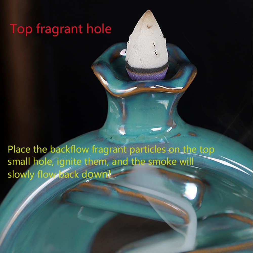 Bruciatore di incenso a cascata in ceramica, 120 coni di incenso a riflusso, per rilassamento, purificazione, meditazione, yoga regalo
