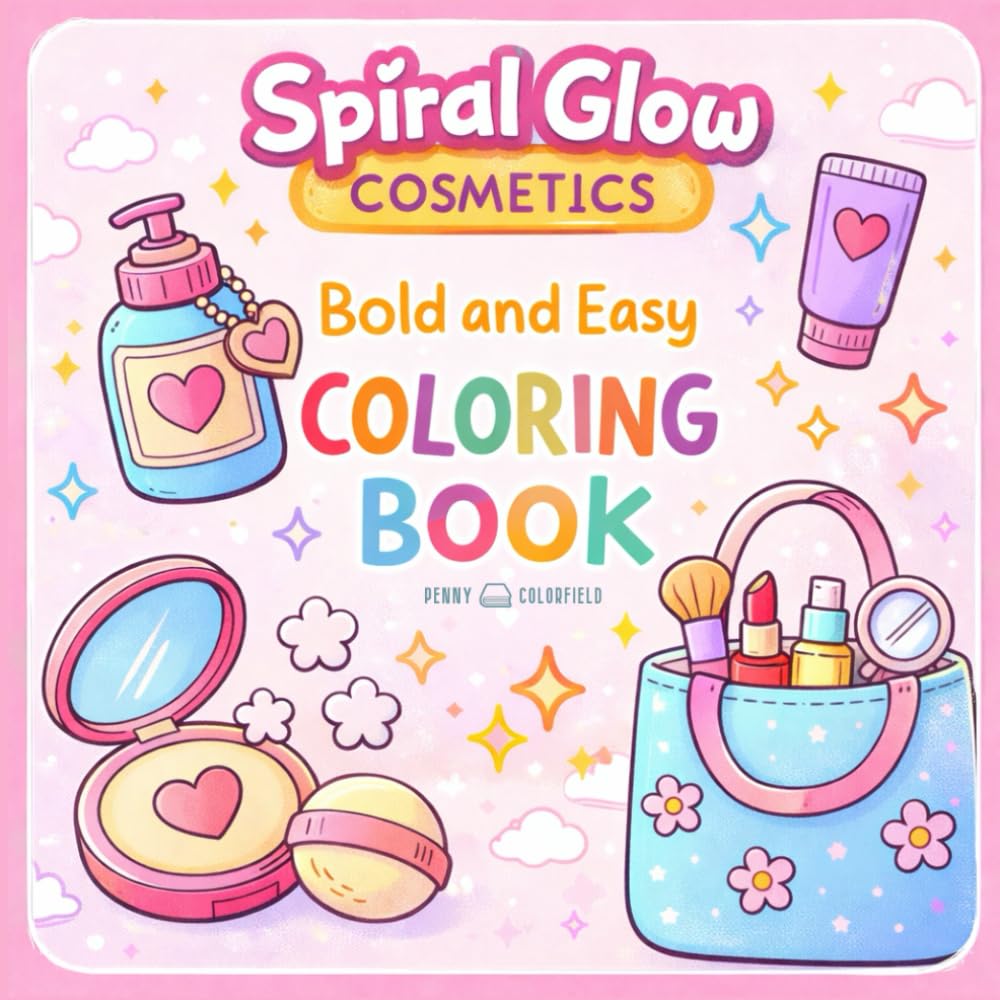 Spiral Glow Bold and Easy Coloring Book: Makeup and Cosmetics Coloring Book for Teens and Adults – Simple Large Beauty, Skincare and Self-Care Designs for Relaxation and Stress Relief