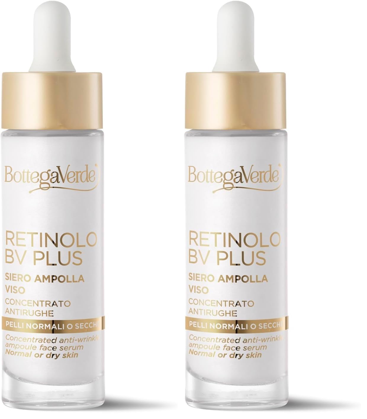 Bottega Verde - Retinolo Bv Plus - Siero ampolla viso - concentrato antirughe (30 ml) - pelli normali o secche (Confezione da 2)
