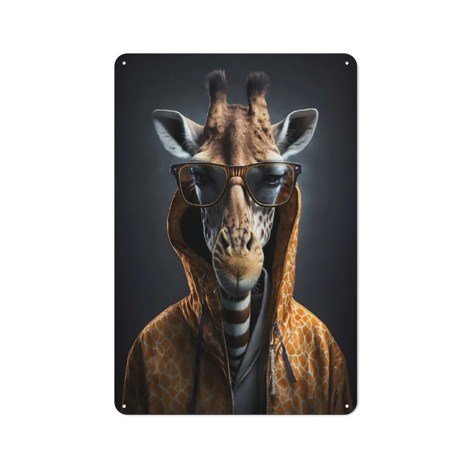 Junmoney Cool Giraffe Modern Art Tin Wall Plaque 30X20cm With For Pub Or Café, For Hospitality Wall Decor Collectors