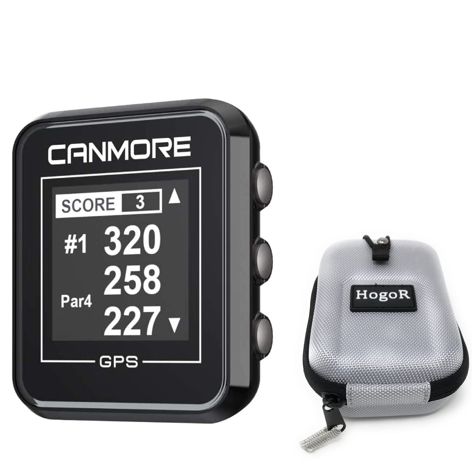 Canmore H300 Handheld GPS Golf Device & Case, 40000+ Free Worldwide Preloaded Courses, USB, 3ATM Waterproof - 1-Year Warranty, Bag and Belt Bundled with HogoR Case
