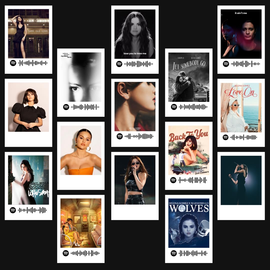 Selena Gomez Poster | Selena Gomez Songs Mini Poster Kit (Set of 15) | Selena Gomez Love On, Back To You Songs Size (8 x 6 cm) Posters for Phone Accessories, Bedroom, Office, room decoration