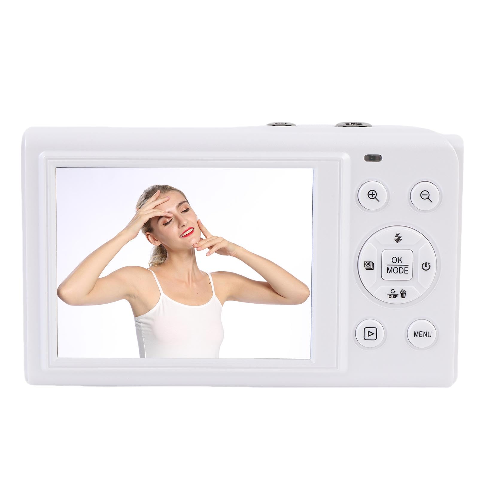 Yctze 5K Dual Screen Digital Camera 18X Zoom 80MP WiFi Vlog Camera z 2.8 1.5-calowym Ekranem AF Auto Focus do Fotografii Nagrywanie Wideo (WHITE)