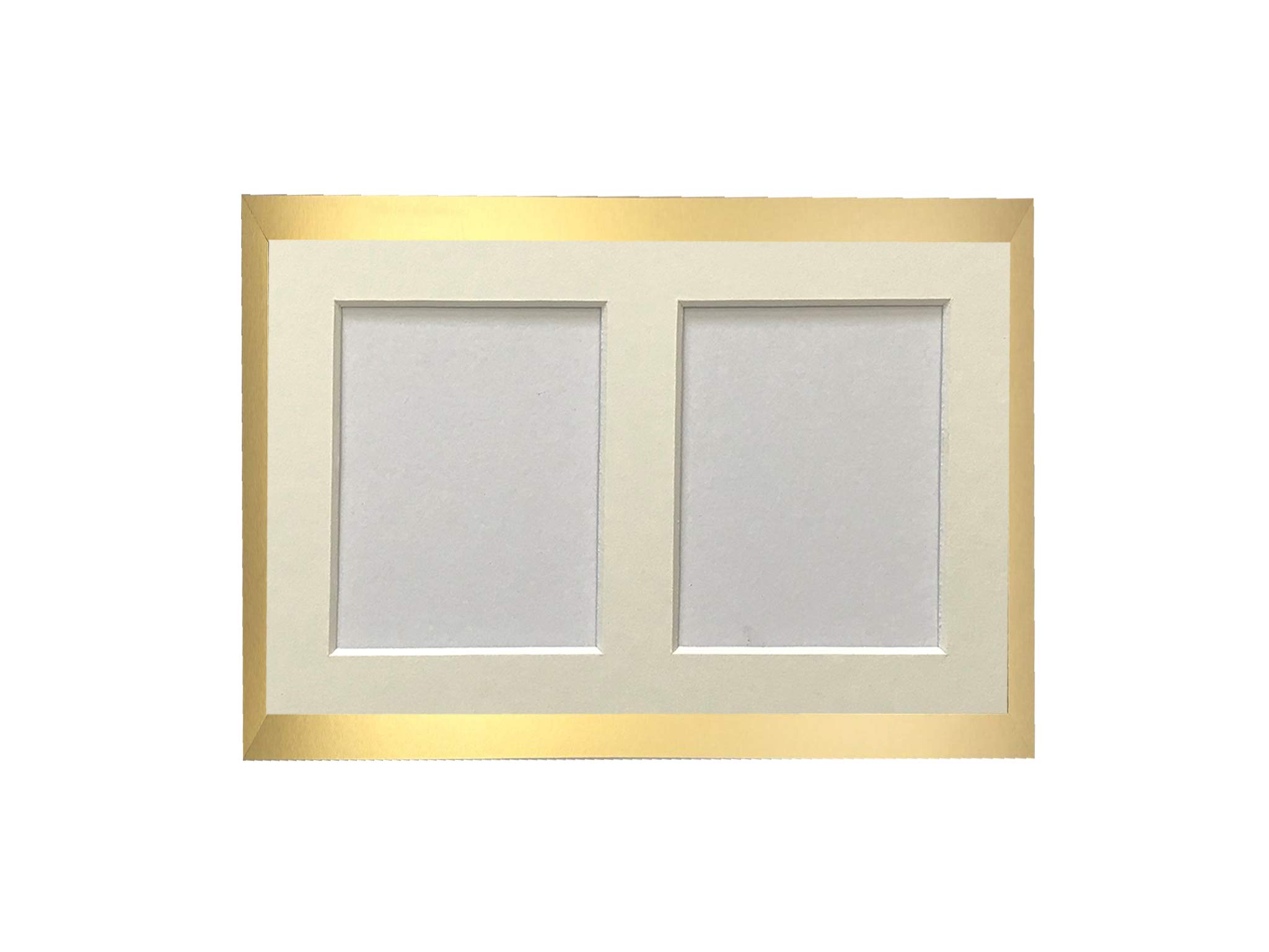 H7 Gold Picture Photo Frame with Ivory 4 X 3 Inch Two Aperture Mount