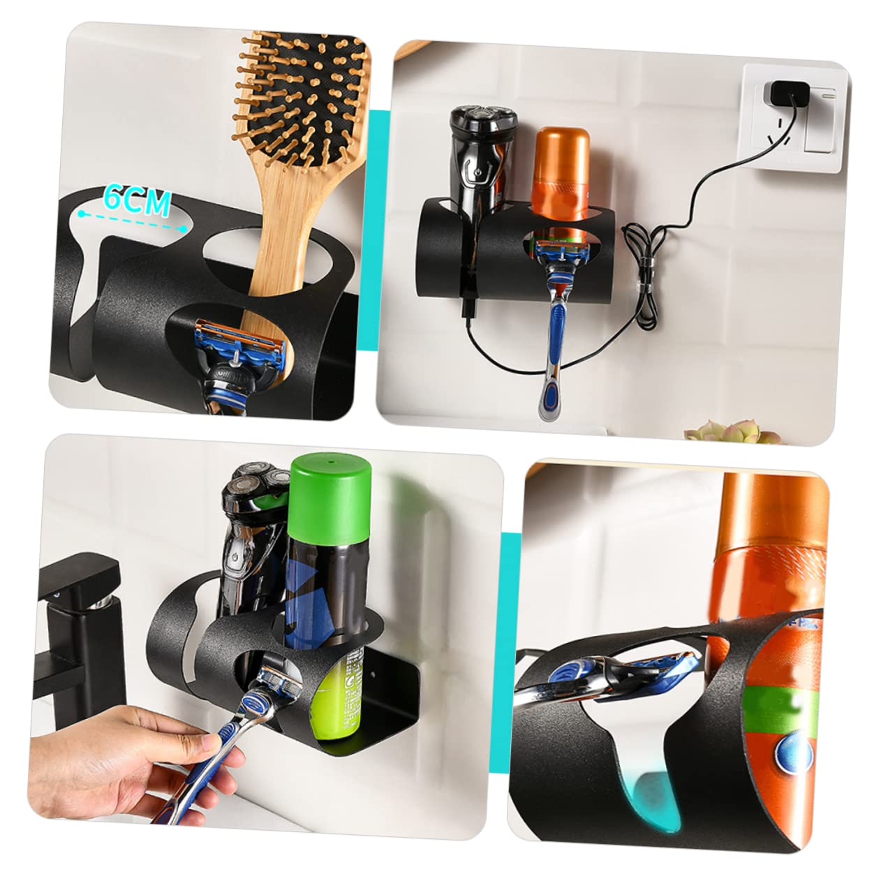 PACKOVE Razor Organizer Holder for Shower Durable Stainless Steel Shaving Rack Wall Mounted Design for Easy Access Air Drying Bathroom Storage for Men