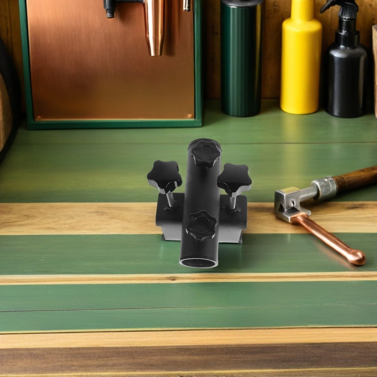 Portaombrellone e Stabilità Migliorata Design Salvaspazio in Ferro Nero Fissaggio Verticale Resistente al Vento da Balcone per Ombrelloni da Esterno