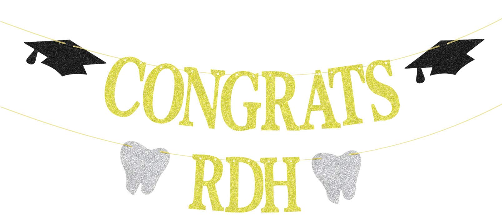 Congrats RDH Banner - Congrats Dentist/Holy Molar You Did It Graduation Party Decoration Supplies - Medical School Graduate Party Garlands, Gold Glitter