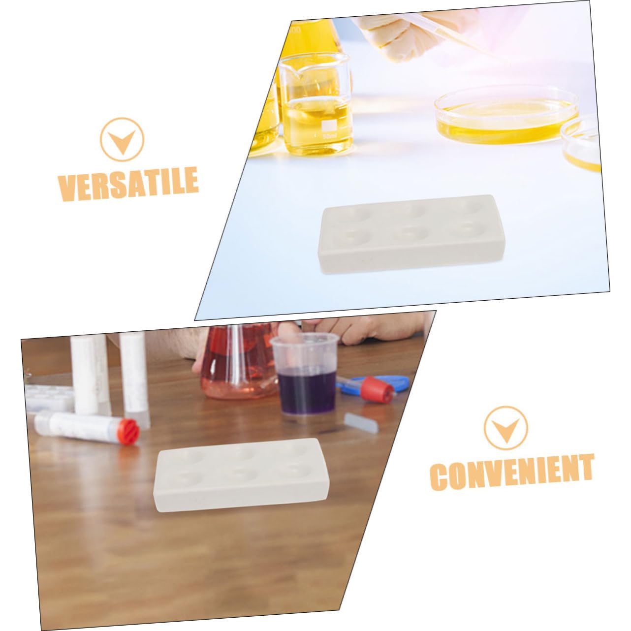 Mobestech Weiße Keramik Tüpfelplatten Vielseitige und Leicht zu Reinigende Reaktionsplatten 2 Stück mit 6 Löchern für Chemische Experimente im Labor