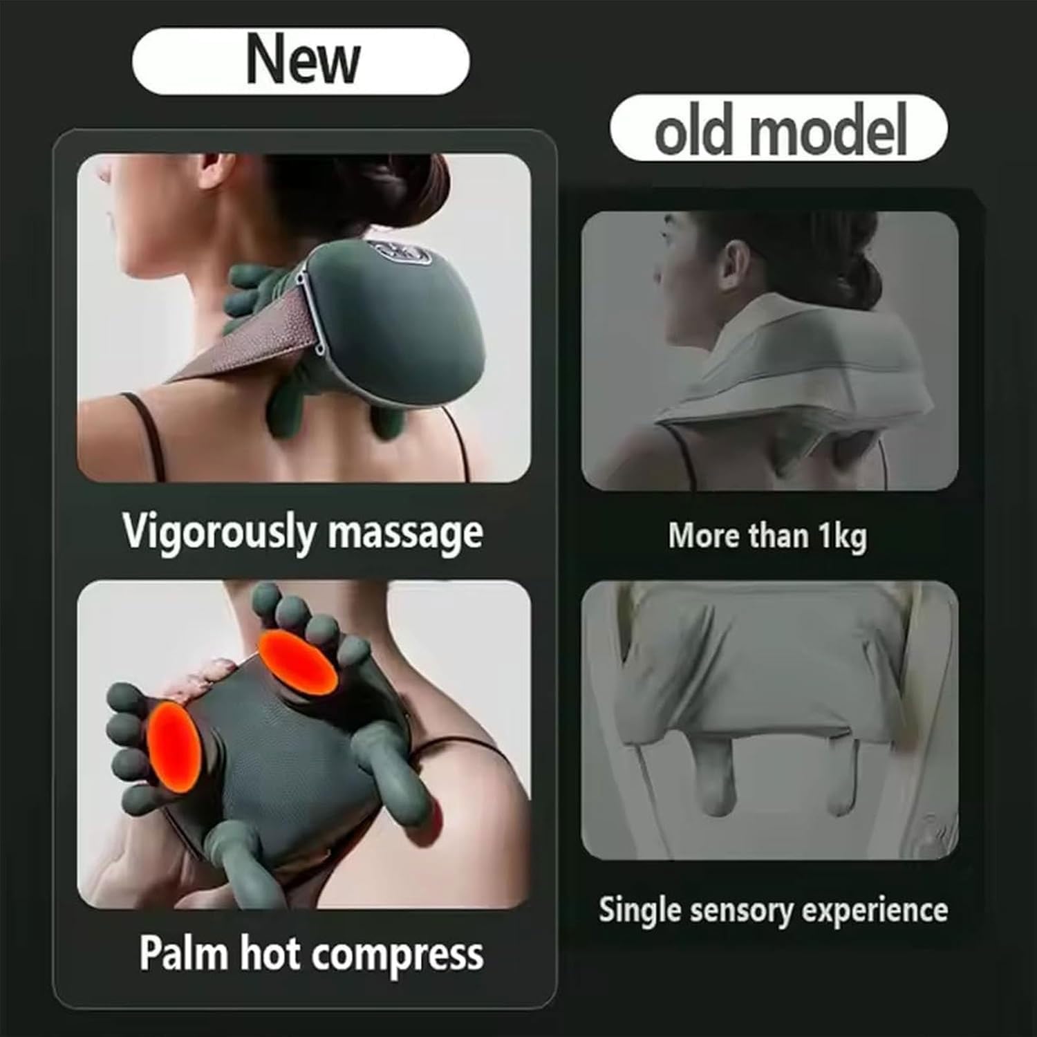Massageur Handiva - masseur cervical, Massageur d'épaule et de cou de la main, Massage de cou avec chaleur, Réglage à 3 vitesses, Massage de maxage 3D de tissu profond électrique