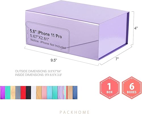 Miniatura 6 de PACKHOME Caja de regalo de 9 x 6.5 x 3.8 pulgadas, caja de dama de honor, caja plegable rectangular con tapa magnética para embalaje de regalo