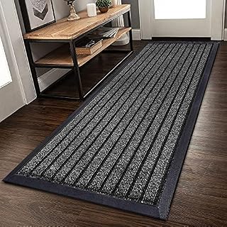Prime Linens Waterproof Door Mats Outdoor Rug Stop Slip - Strong PVC Rubber Backed Floor Mats Anti Slip Washable Runner RugHallways Hall Entrance Back Front Door (Grey, 80 x 150 cm - Large Runner)