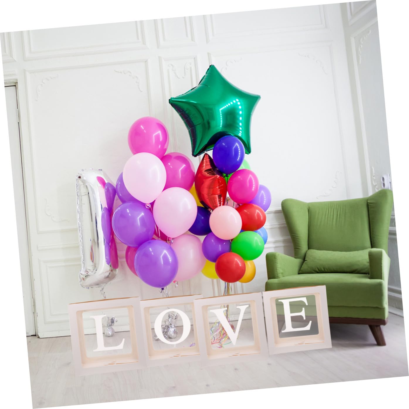 Liebesbuchstaben Ballonbox aus Papier, Weißes 1 Stück | Sichtfenster, Leicht und Abbaubar, für Partydeko und Dekorative Anlässe