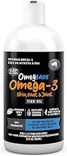 100% Pure Fish Oil for Dogs & Cats (1,545mg Omega 3 per Teaspoon) 32oz. Loaded with EPA & DHA for Joints, Skin & Coat, Itching, Heart & Immune Health. Stronger Than Salmon Oil. Unflavored Omegease.