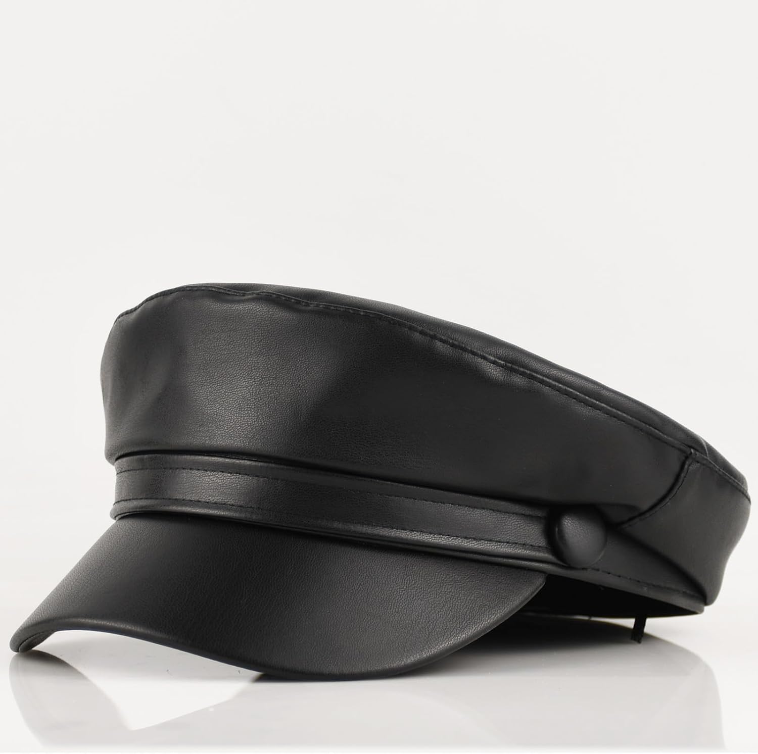 Faux Leather Newsboy Hat for Women Vintage Classic Costume Beret Cap for Men Sailor Fiddler Caps - Image 4