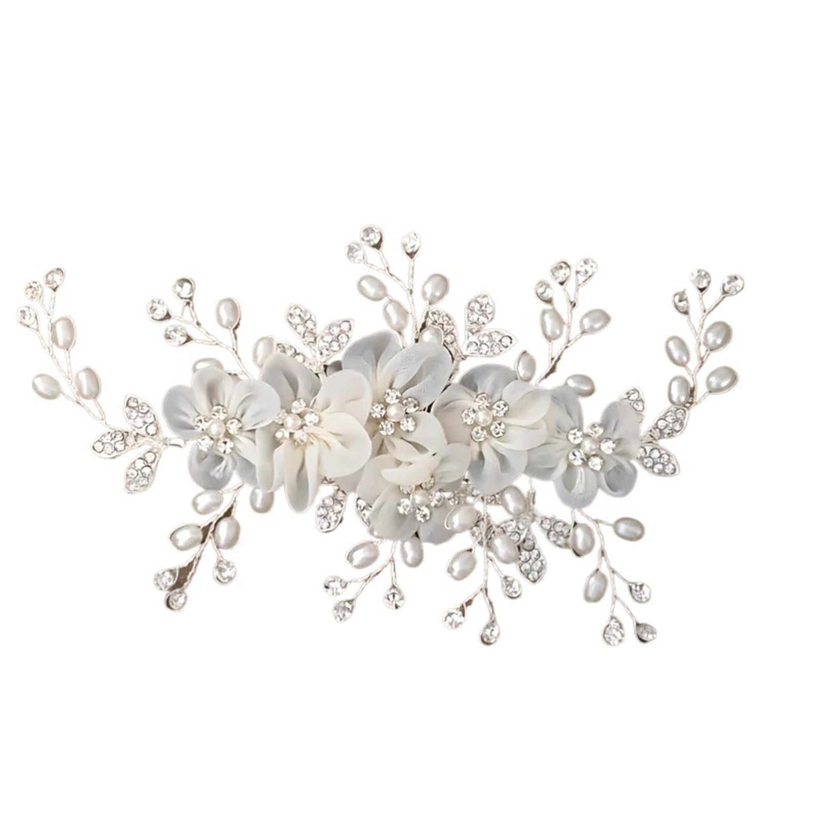 Pince cheveux mariage en fleurs et perles pour un chignon de mariée bohème