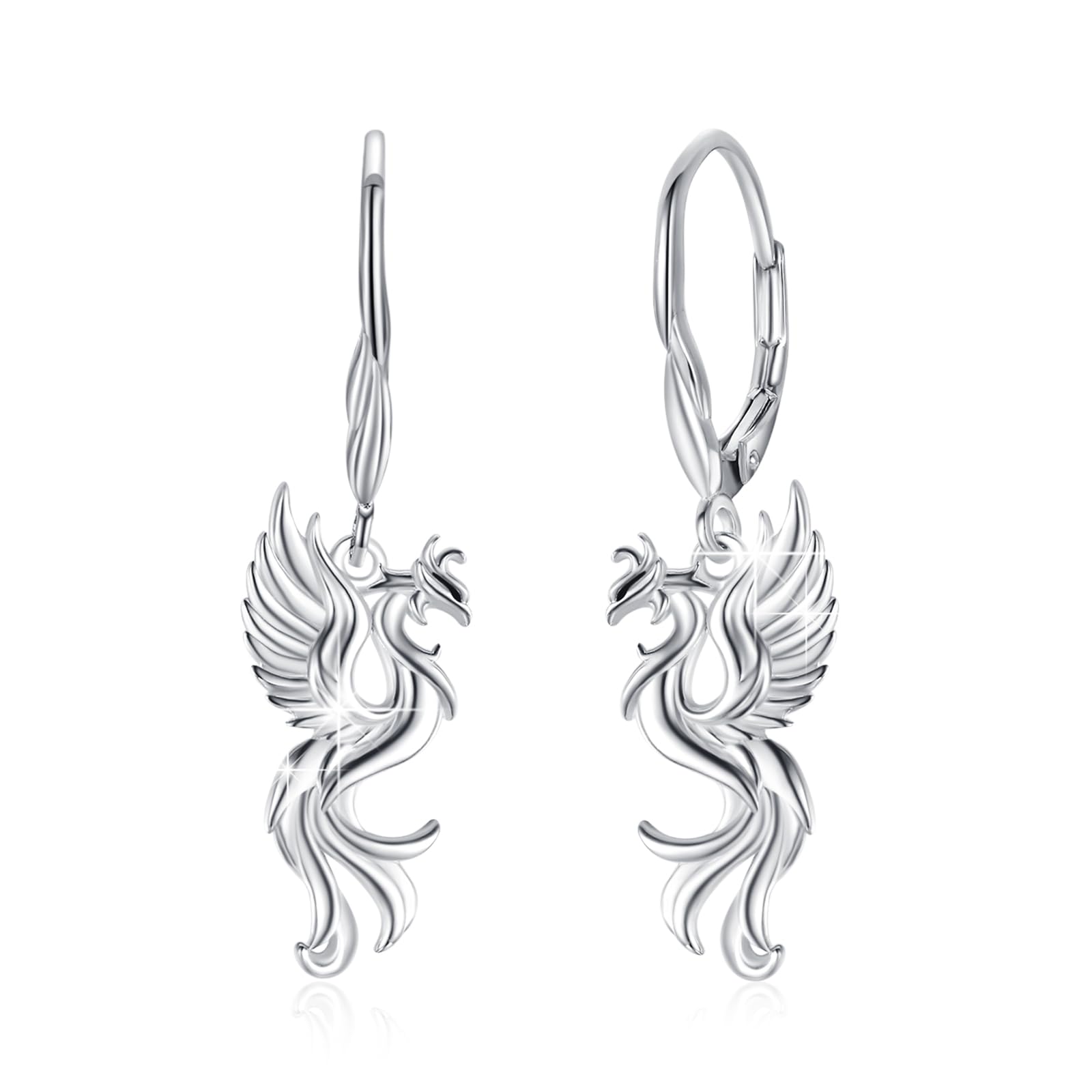 CUOKA MIRACLE Phoenix Jewelry for Women 925 Sterling Silver Nirvana Rebirth Phoenix Necklace Phoenix Earrings Animal Amulet Jewelry Birthday Gifts for Women