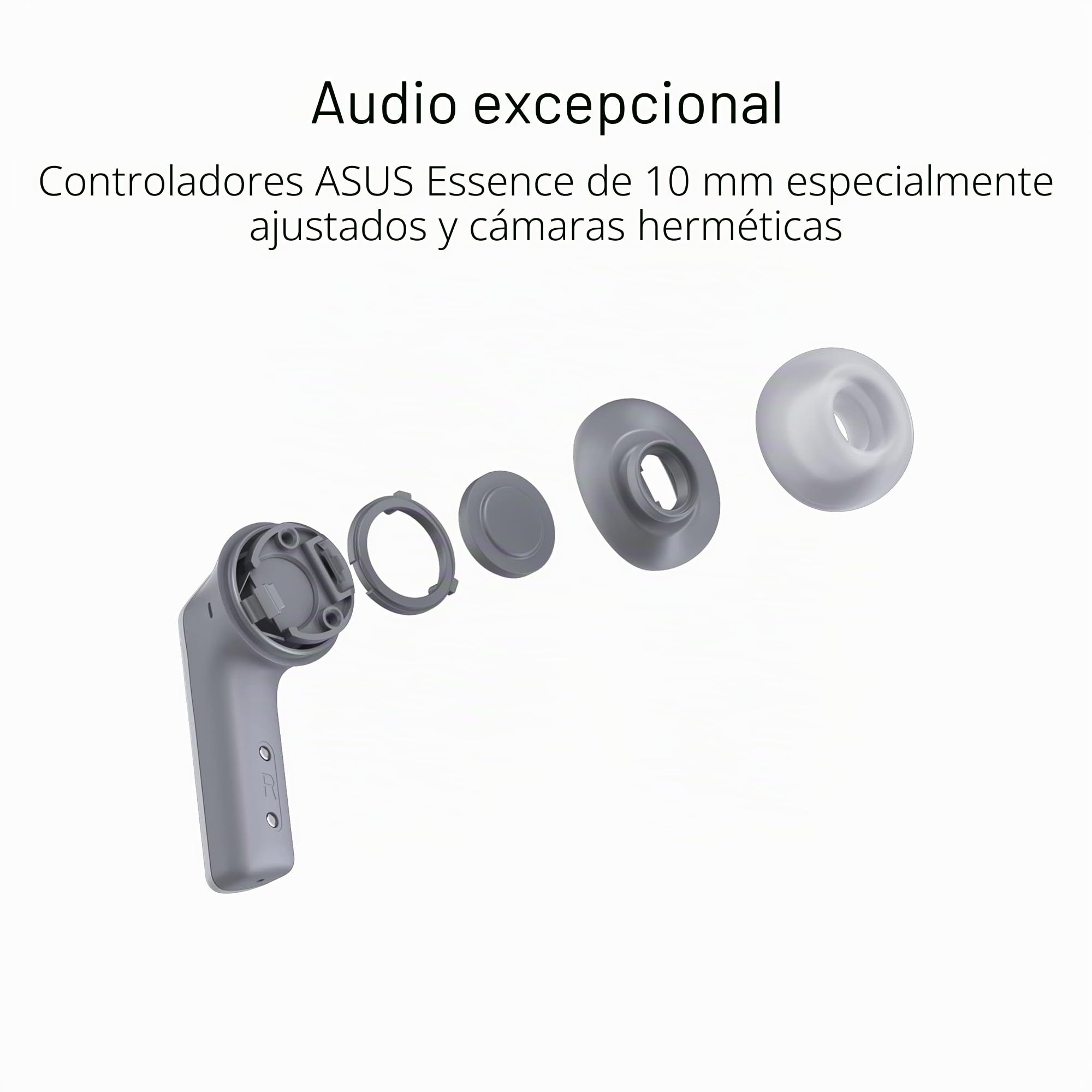 ASUS ROG Cetra True Wireless - Auriculares intraurales Gaming (Bluetooth de baja latencia, cancelación de ruido activa, batería de hasta 27h, resistencia al agua IPX4, carga inalámbrica), Blanco lunar