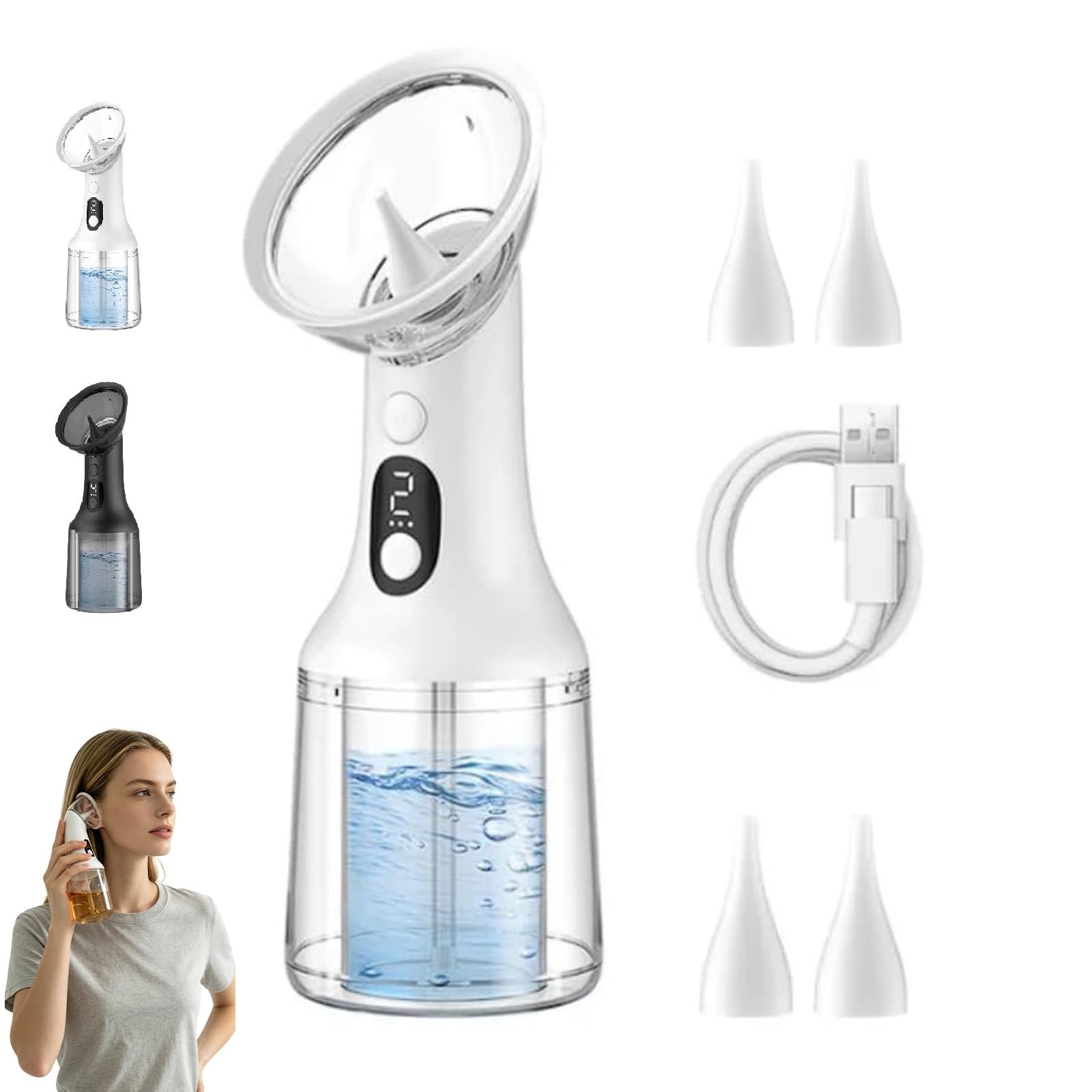 Verasoin Nettoyeur D'oreille Pro 2026 Rechargeable Electric Water Jet Ear Cleaner 4 Modes (Blanc)