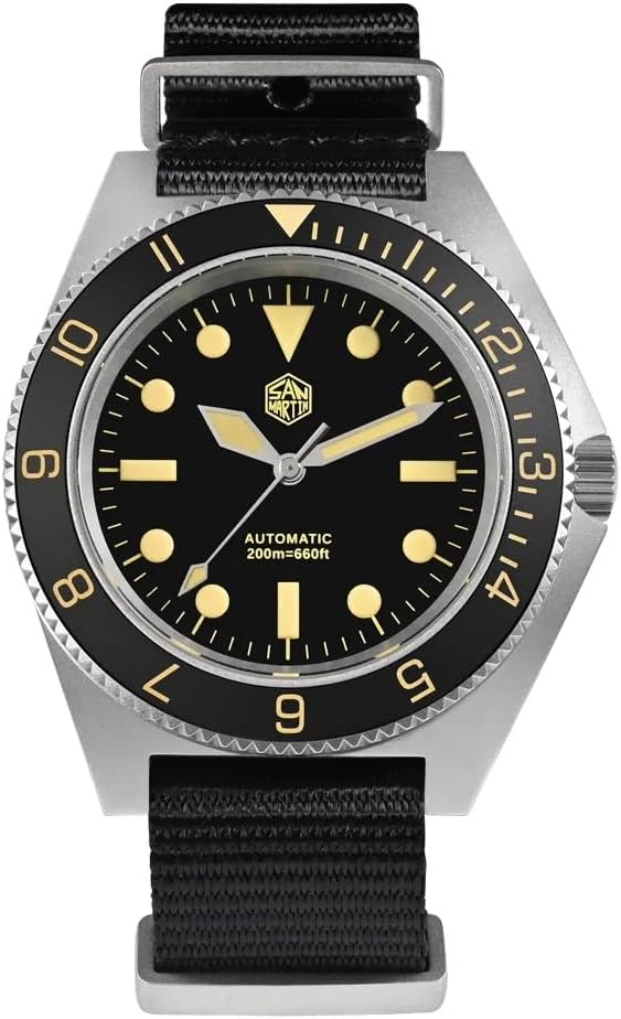 San Martin NH35 Automatic Mechanical Stainless Steel Dive Watch Sapphire Crystal Glass Waterproof Luminous Watches SN0123-G