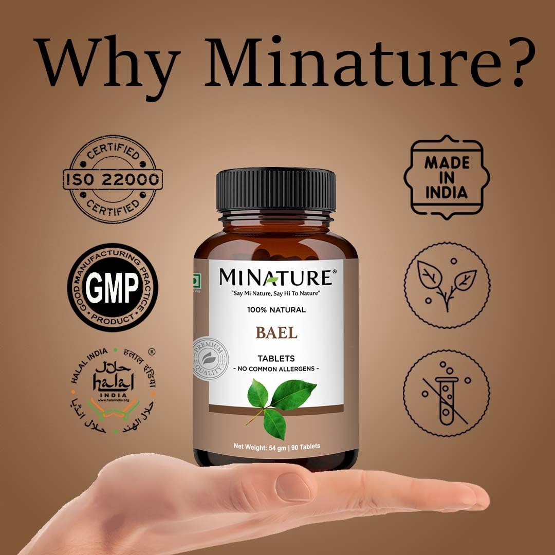 Bael Tablet by mi Nature | Bael Leaf (Aegle marmelos) Tablet | Pure & Natural Herb | Chemical & Free | Supplements | Vegan & Non-GMO |90 Tablets, 45 Days Supply| Made in India - Image 5 thumbnail