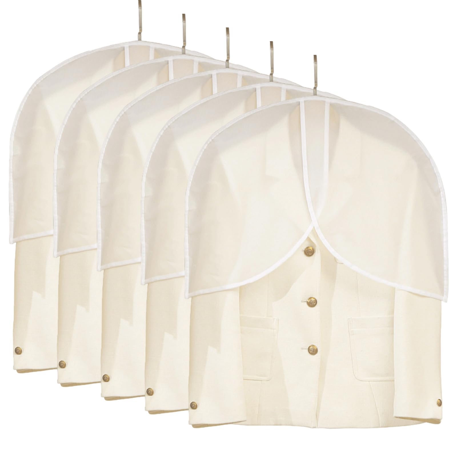 5 Pieces Clear Dustproof Clothing Covers PEVA Shoulder Protectors for Hanging Clothes Wardrobe Garment Protective Bag Proof Suit Covers for Closet