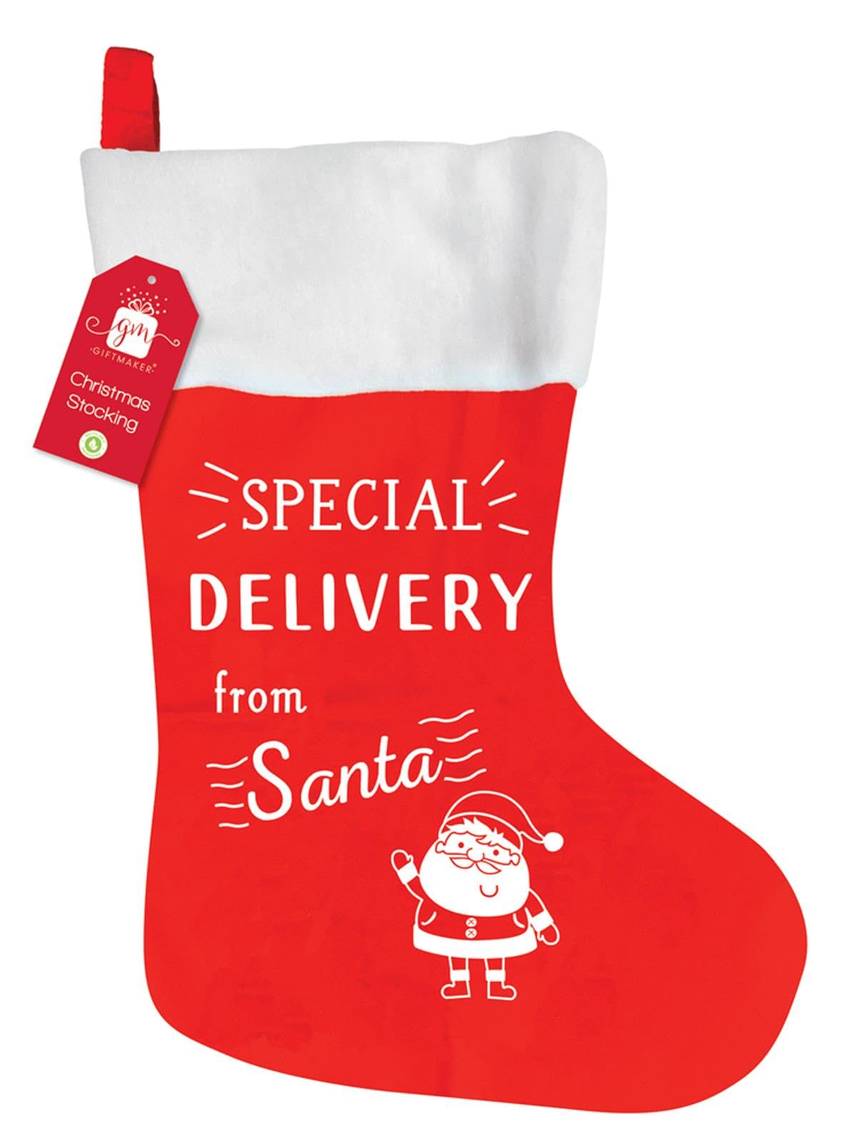Giftmaker Christmas Stocking Special From Santa Traditional Red & White Xmas Eve Hanging Presents