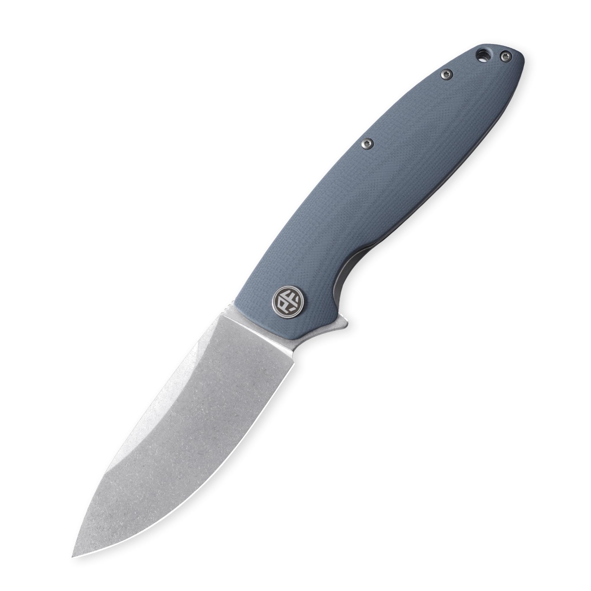 Petrified fish PFB01 Terra Cuchillo Plegable 3,54 inch Cuchilla de satén de acero D2 Micarta Mango EDC cuchillo de bolsillo (Blue Stonewashed)