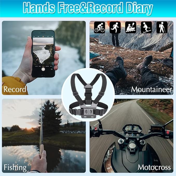 Mobile Phone Chest Adjustable Strap Mount GoPro Chest, Cell Phone Clips Harness Holder - Image 6