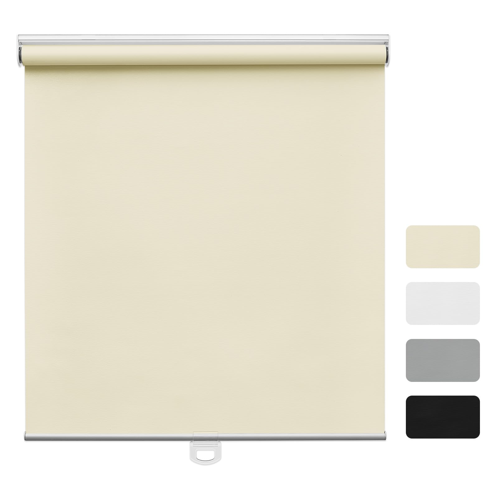 Moonice Cordless Roller Shades Spring Lifting Roller Blinds Blackout Thermal Insulated Window Blinds Customized Esay to Install Shades for Home Bedroom Office (Beige, 89cm W x 122cm H)