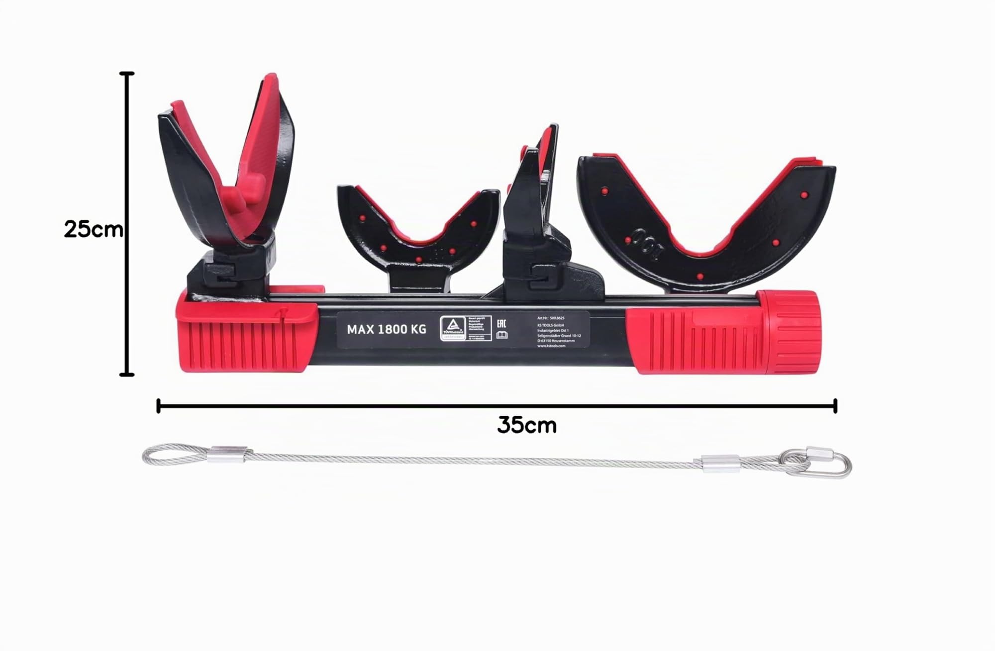 KS TOOLS 500.8625 - Kit de Compresseur de Ressort - Compresseur d’Amortisseur Voiture - 2 Paires de Supports de Ressort Standard - se Fixe dans l’Étau - 6 Pièces Couleur