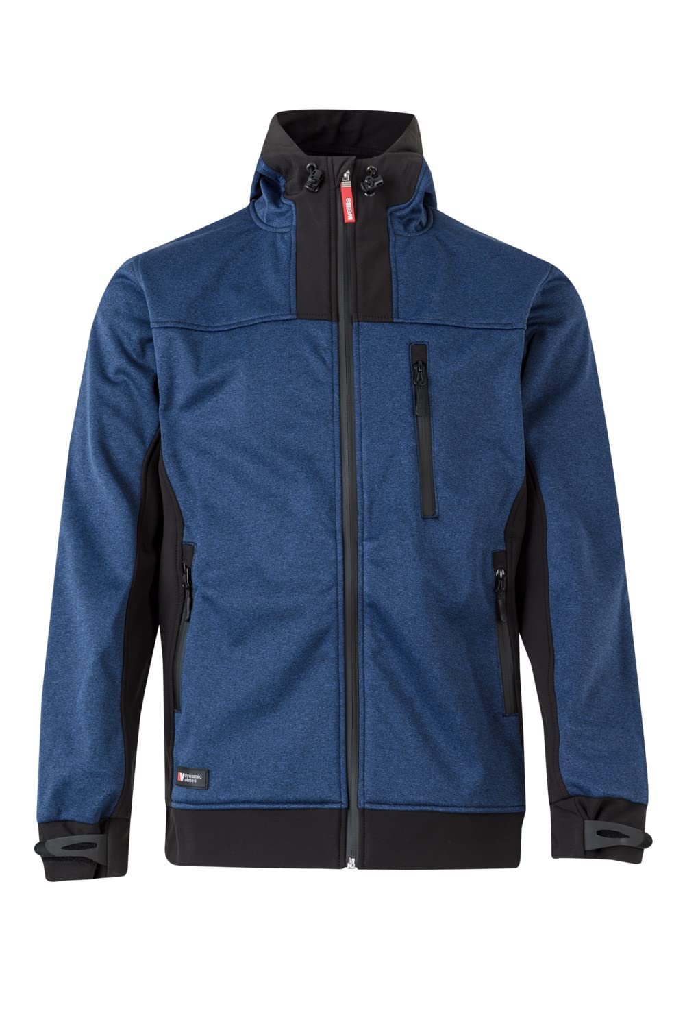 VELILLA 206007 Cazadora Soft Shell Bicolor con Capucha, Color Azul Jaspeado y Negro, Talla L