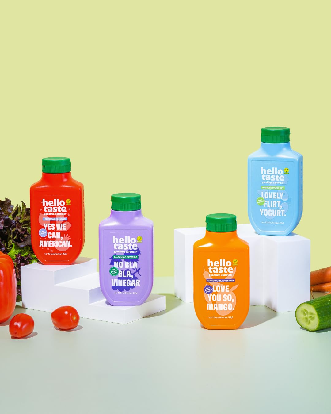 hellotaste Mango-Chili Dressing 300ml Vorratspaket - kalorienreduziert, ohne Zuckerzusatz & voller Geschmack | Für Gerichte, zum Grillen uvm. | Vegan, aspartamfrei, glutenfrei, sojafrei | 7 x 300ml