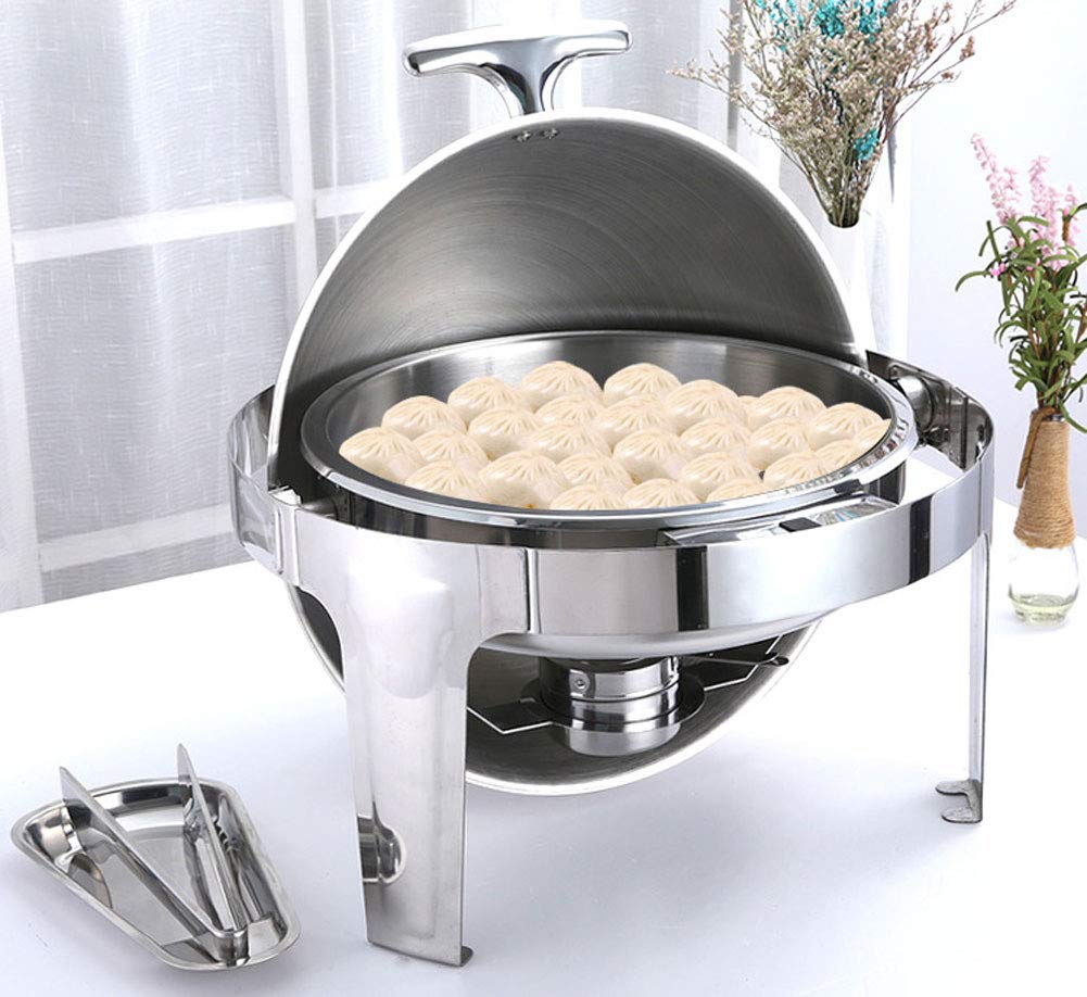 Rond Chauffe Plat Traiteur, Chafing Dish Buffet Réchauffeur de Nourriture Buffets Chauffants la Chaleur Conteneur Réchaud pour Jardin Fêtes Buffet Restaurant d’hotêl, Équipement d'Hôtel