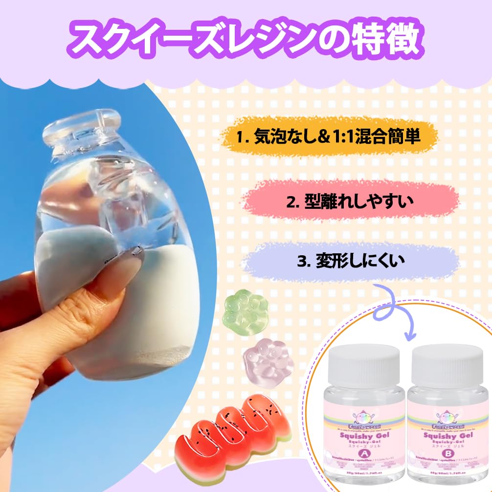 Amazon | FUNSHOWCASE スクイーズレジンセット 100ml クリア 封入