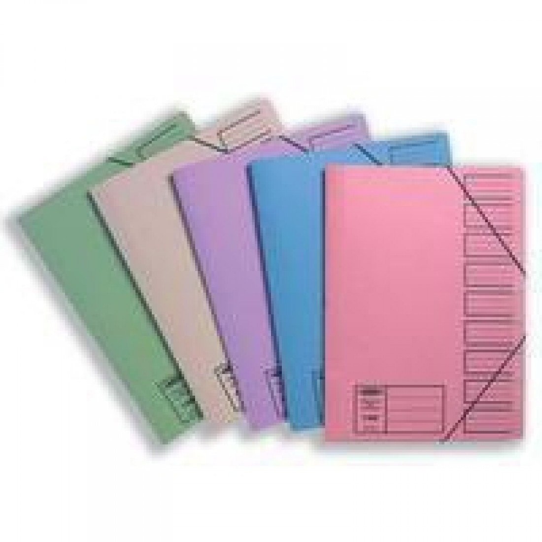 Concord 9-Part File Foolscap Elasticated Transfer File - Various Colours - Pack of 10 (19099)