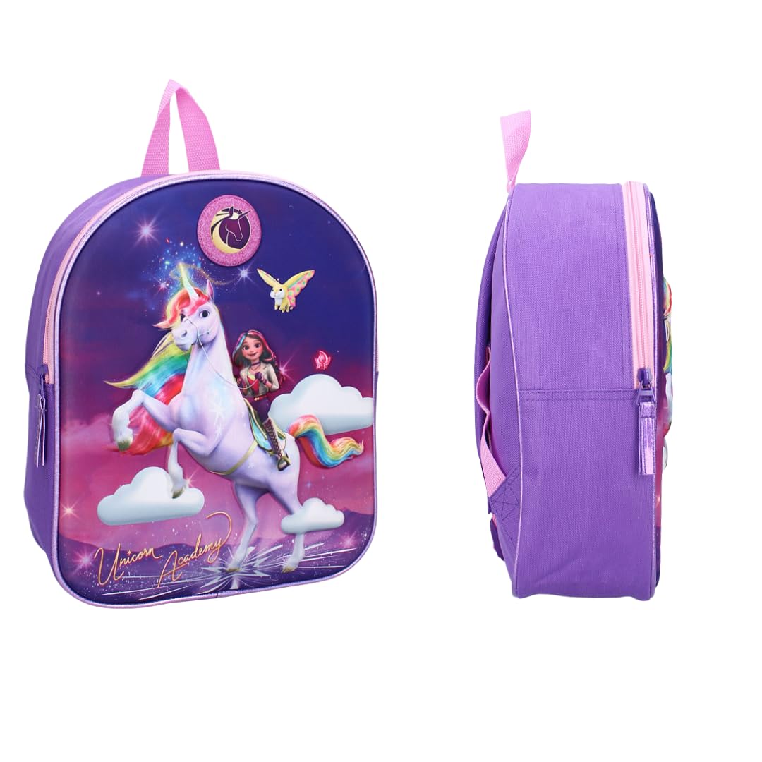 Unicorn Academy 3D Children's Backpack 32 x 26 x 11 cm – Lightweight Nursery Bag with 1 Zipped Compartment – Small School Bag