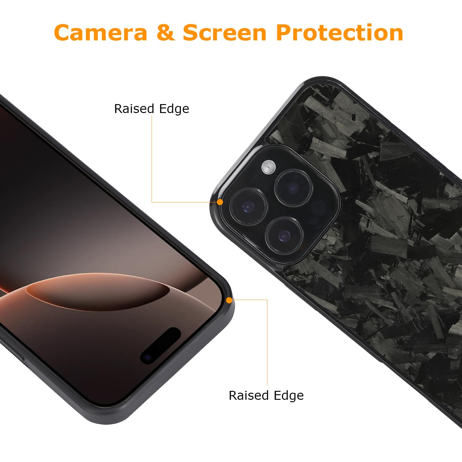 molzar Capa Grip Series para iPhone 16 Pro Max com fibra de carbono forjada real, anel magnético integrado para montagem magnética, compatível com carregadores e acessórios MagSafe, preto