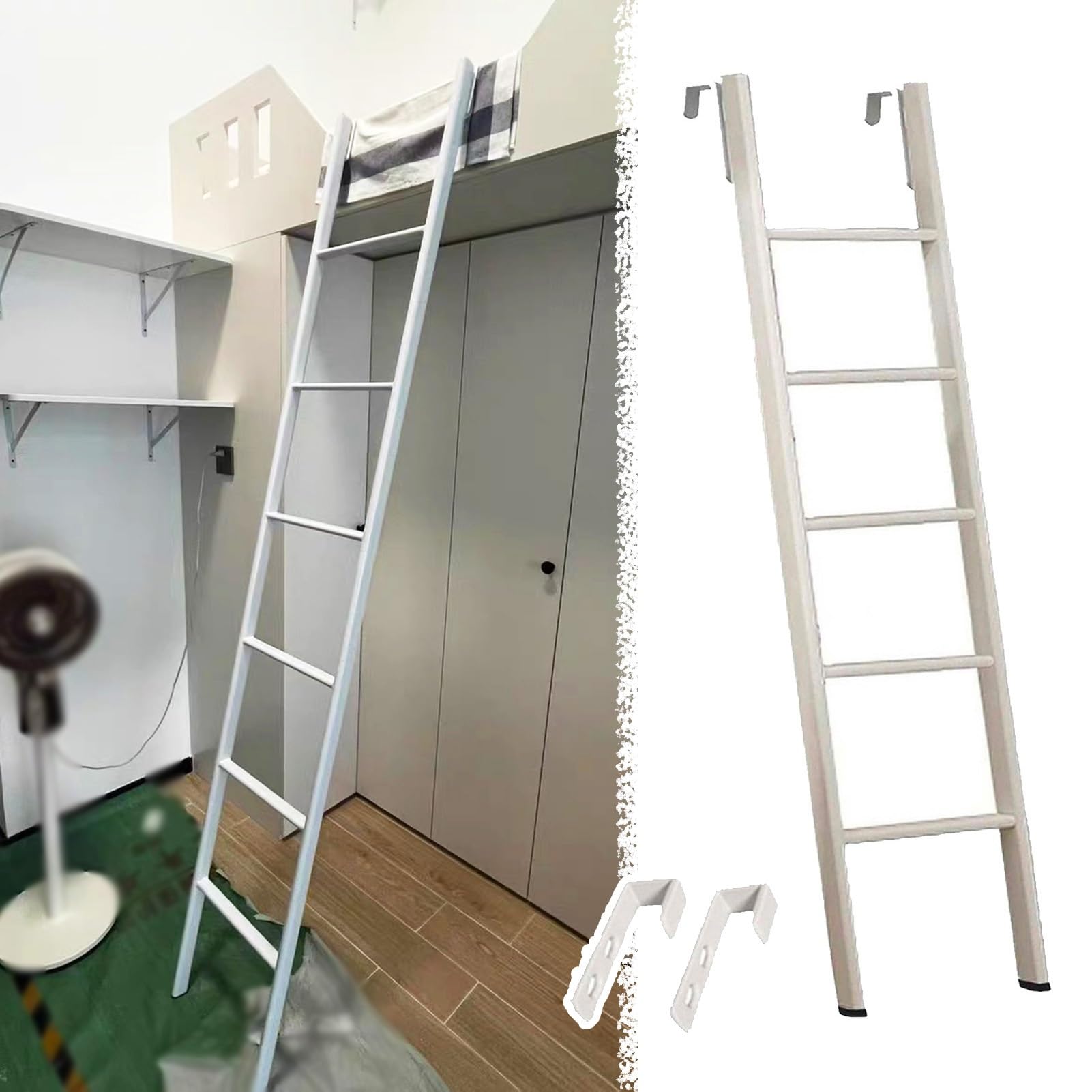 HYLYGFH Adjustable Camper Bed Ladder White Bunk Ladder for Attic & Home Fits 4569in (155175cm) Durable & Lightweight Perfect for Easy Access to Lofted Beds