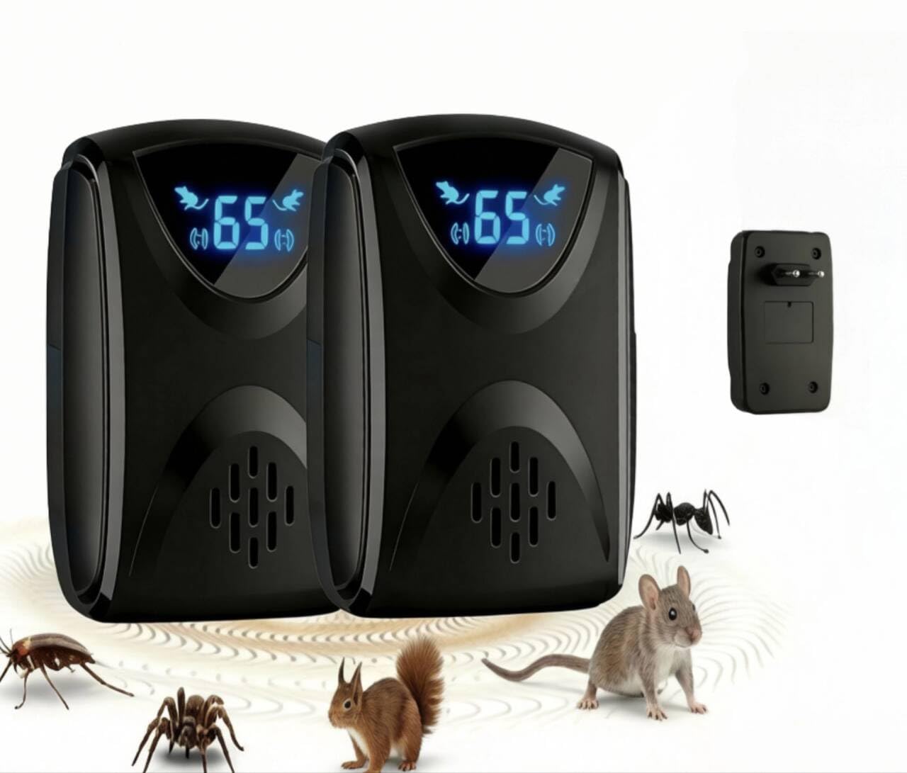 Répulsif à ultrasons pour souris - Répulsif efficace contre les souris avec ondes ultrasoniques - Fréquence réglable - Lumière stroboscopique LED - Lutte contre les rongeurs - Efficace contre