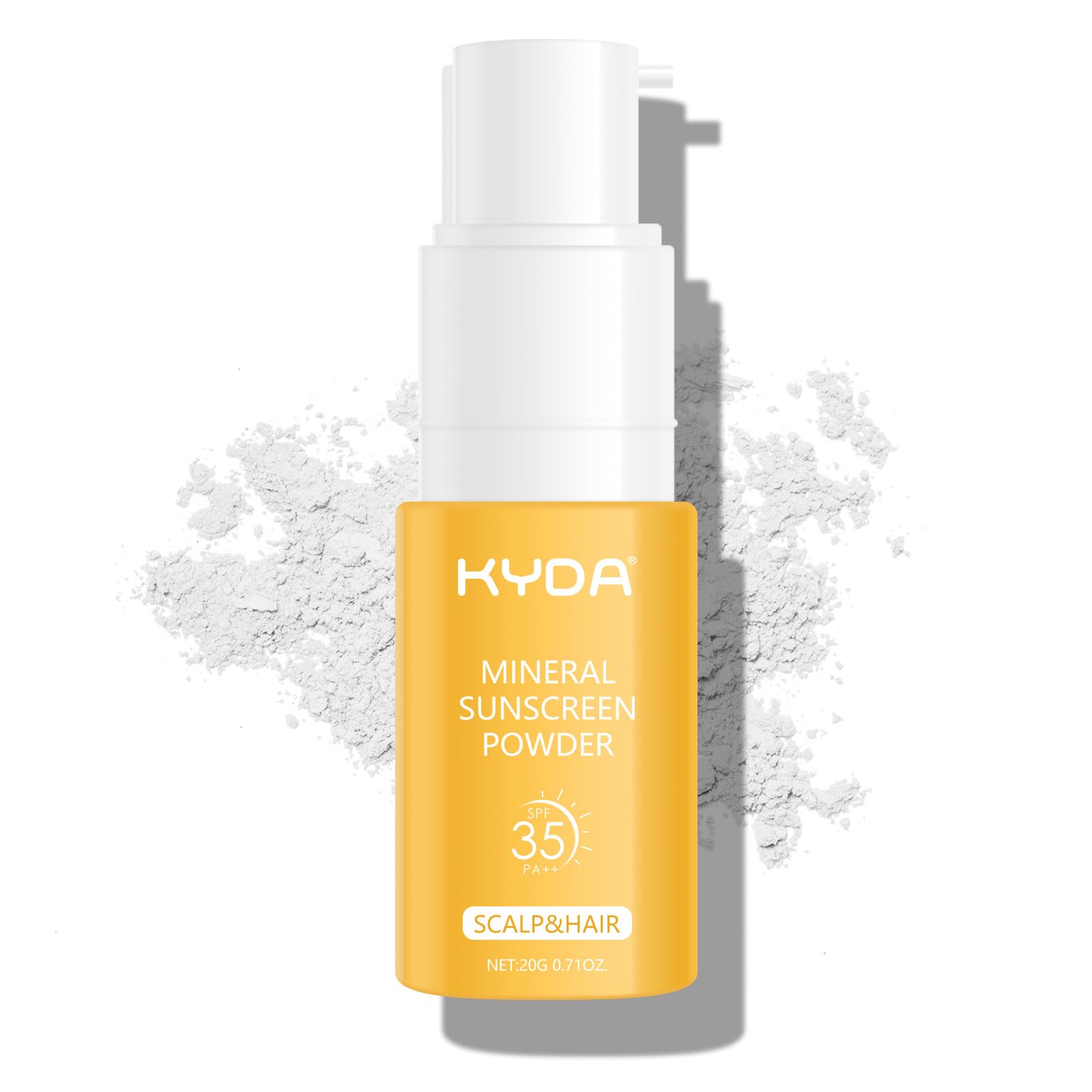 KYDA Mineral Sunscreen Powder, for Scalp & Hair, SPF 35 PA++, Scalp Sunscreen Powder, Broad Spectrum UV Protection